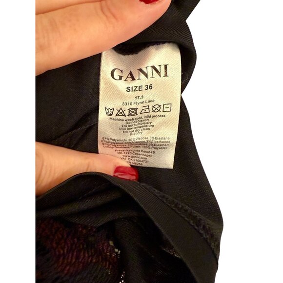 Ganni Flynn Mini Lace Dress in Red Black - size 4 - Picture 7 of 8